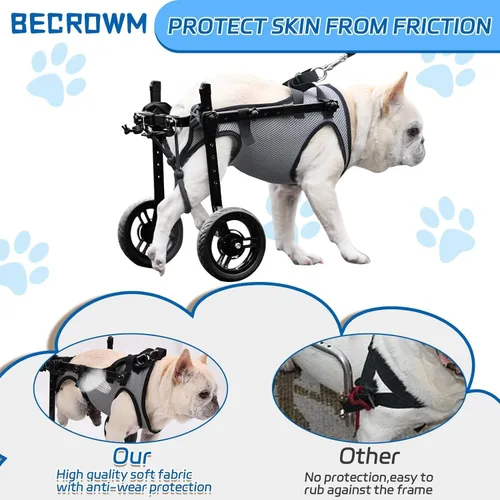 Vista 4 de Silla de ruedas para perros para patas traseras, carrito de ruedas ligero para perros con patas traseras para discapacitados, ajustable