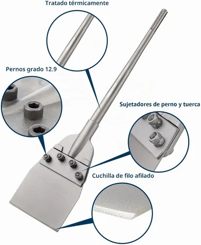 Vista 2 de Raspador de piso SDS Max, broca de cincel de eliminación Thinset de 6 Herramienta de cincel de eliminación de azulejos para taladro de martillo