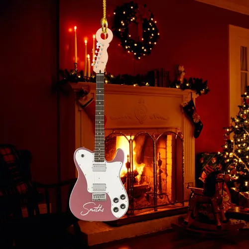Vista 4 de MoonArt Adorno personalizado de guitarra de piano, nota musical de piano, adorno con forma de madera acrílica, regalo para amantes de la guitarra