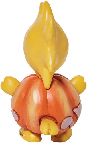 Vista 2 de Enesco Peanuts by Jim Shore Colección de Halloween Woodstock vestido como una calabaza en miniatura, resina hecha a mano, pintada a mano