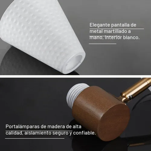 Vista 7 de Juego de 2 apliques de pared blancos enchufables, lámpara de pared moderna con cable de enchufe, aplique de madera con pantalla de metal martillado