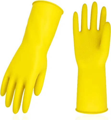 Vista 7 de Vgo... Guantes reutilizables de látex para el hogar, guantes de limpieza 10 Pares - Verde Oscuro