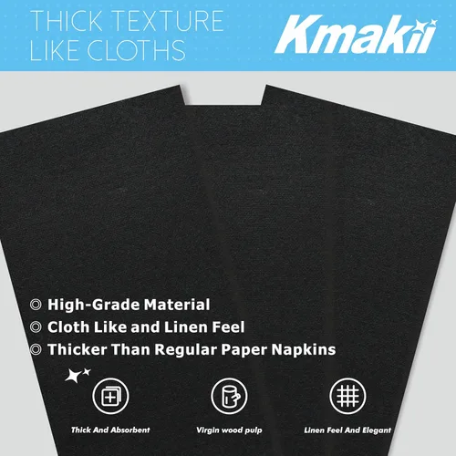 Vista 3 de KMAKII Servilletas desechables negras para cena, servilletas de tela como servilletas de papel de lino, toallas de mano de papel para baño, bodas
