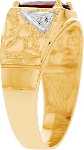Vista 3 de Jewelry Liquidation Anillo para hombre de oro amarillo macizo de 14 quilates, granate 0.04 cttw, Oro amarillo Oro, Granate