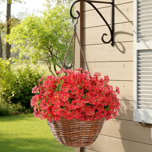 Vista 13 de Lifewit Flores artificiales para exteriores, 12 paquetes de flores falsas de plástico para decoración del jardín del hogar, plantas sintéticas