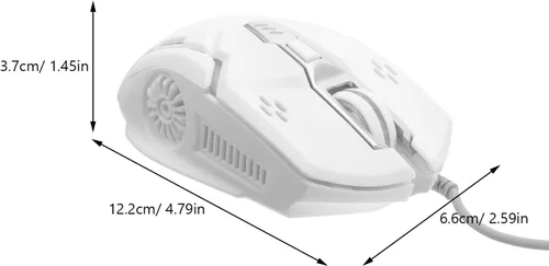 Vista 2 de Ratón para juegos con cable USB para computadora portátil y PC, mouse mecánico silencioso de 6 botones con iluminación RGB, color blanco, periférico