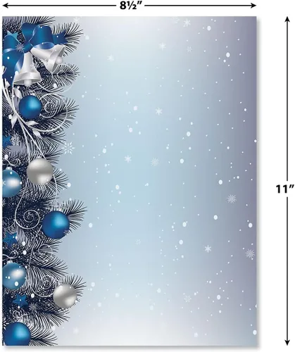 Vista 2 de Current - Papelería navideña de campanas plateadas, para cartas de Navidad o notas escritas a mano, 25 hojas, 8½ x 11 pulgadas, compatible con Bells
