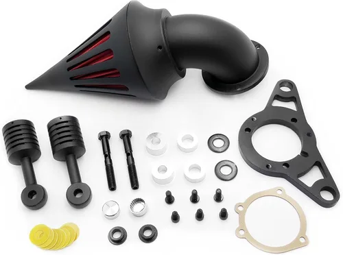 Vista 2 de AfterMokit - Filtro de aire con punta de cono para Dyna Wide Glide 1999-2007 Road King 1999-2007 Fat Boy 2000-2007, negro mate