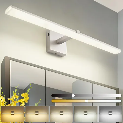 Vista 25 de Luz de tocador de baño negra de 32 pulgadas, LED moderna, 3CCT, regulable, 24 W, luminarias de baño sobre espejo 3000 K/4500 K/6000 K, 3