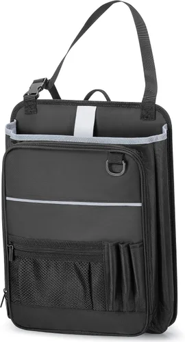 Vista 8 de LUXJA Organizador de asiento delantero de automóvil con bolsillo para archivos de acordeón, organizador de asiento de pasajero con funda para laptop