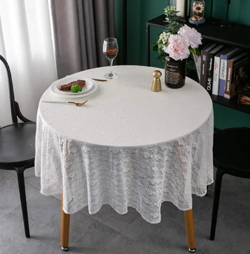 Vista 2 de AMZALI Classic Collection - Mantel de encaje de ganchillo de algodón, a prueba de polvo, para mesa de bufé, cena de vacaciones, fiesta, banquete