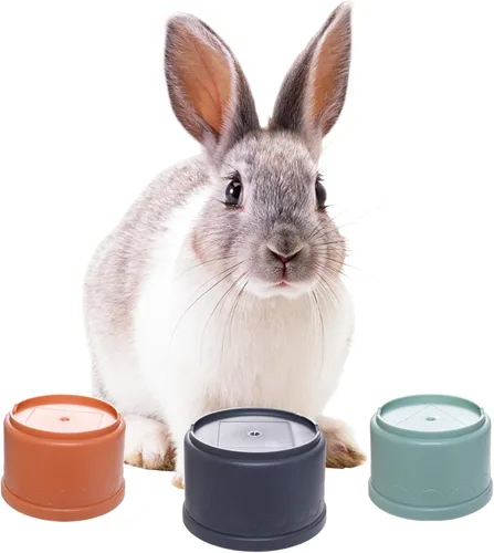 Vista 4 de 8 tazas apilables para conejos, juguetes de conejito multicolor de diferentes tamaños, vasos anidables para animales pequeños que ocultan comida