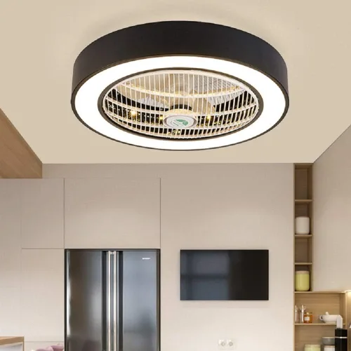 Vista 4 de Lámpara de techo LED de montaje empotrado, lámpara de techo de 23.5 pulgadas de ancho para sala de estar comedor (negro)