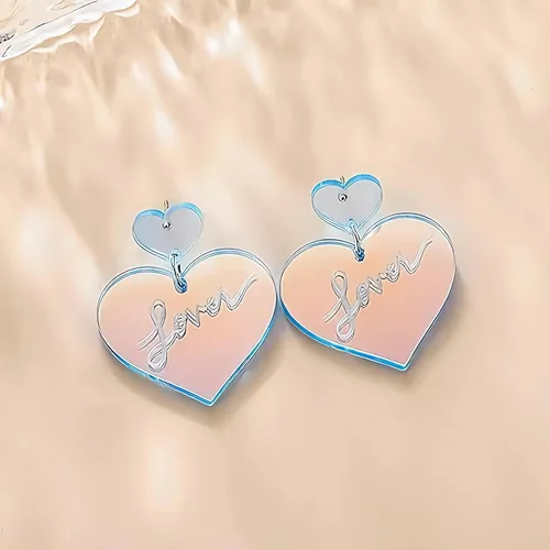 Vista 6 de PNYFIL 4Pcs Heart Earrings TS Earrings lover necklace Lover Eras Tour Earrings Concert Outfits For Women Heart Earrings Dangle Reputation Speak Now