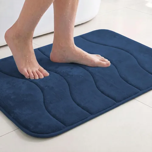 Vista 24 de Flamingo P Alfombra de Baño de Espuma Viscoelástica Tapetes de Baño Alfombra Antideslizante Absorbente de Agua para Ducha, 24x17 pulgadas, Verde Aqua
