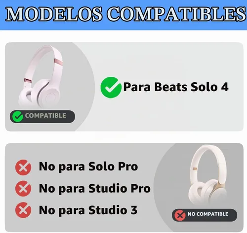 Vista 2 de Solo 4 - Diadema y bisagra de repuesto para auriculares Beats Solo 4, rosa nube Nube rosada