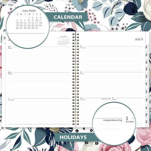 Vista 4 de Agenda 2026-2027 - Agenda académica 2026-2027, julio 2026 - junio 2027, semanal y mensual con pestañas, agenda de calendario 26-27, de 9 x 11