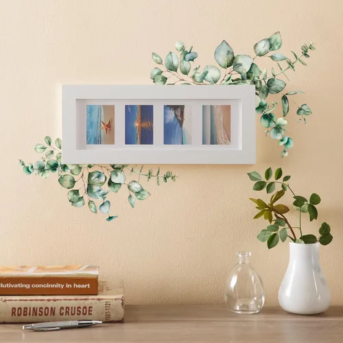 Vista 6 de 4 calcomanías extraíbles para interruptor de flores, plantas frescas, peonía, hoja de rosa, decoración de enchufe, cubierta de interruptor de luz