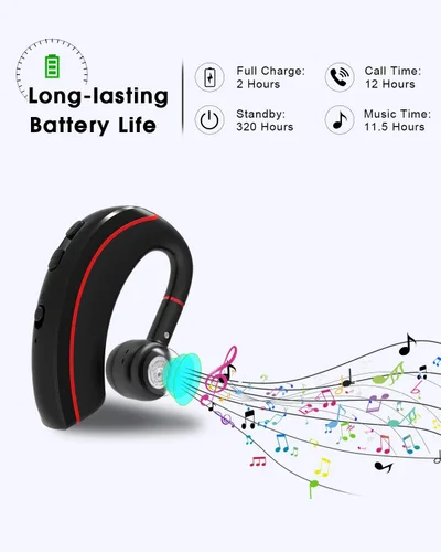 Vista 5 de NANAMI Auriculares Bluetooth, auricular Bluetooth V5.0, auriculares ultraligeros de 320 horas con micrófono giratorio, auriculares manos libres