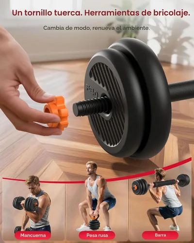 Vista 5 de FEIERDUN Mancuernas ajustables, juego de pesas libres de 20/30/40/45/70/90 libras con conector, juego de mancuernas 5 en 1 que se utiliza como