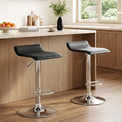 Vista 9 de NOBPEINT Taburete giratorio ajustable con elevación de aire cromado contemporáneo, juego de 4 (negro)
