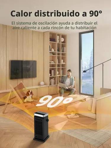 Vista 3 de BREEZOME Calentador de espacio de 1500W para uso en interiores, calentador Negro