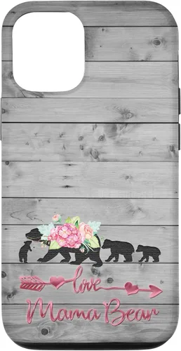 Vista 26 de Pink Floral Black Mama Bear three cubs Vintage Gray Rustic Case for iPhone 16