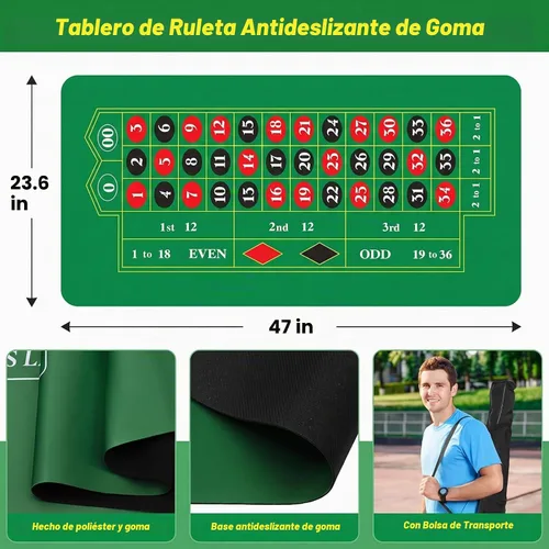Vista 2 de Lunmon El juego de rueda de ruleta de madera de 20 pulgadas incluye rueda de madera maciza de 20 pulgadas con 4 bolas de ruleta de 47 x 23.6