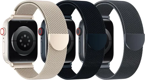 Vista 12 de BELONGME Paquete de 3 correas de malla en bucle compatibles con Apple Watch para mujeres y hombres 40mm 41mm 38mm 42mm 44mm 45mm 49mm 46mm Series 11