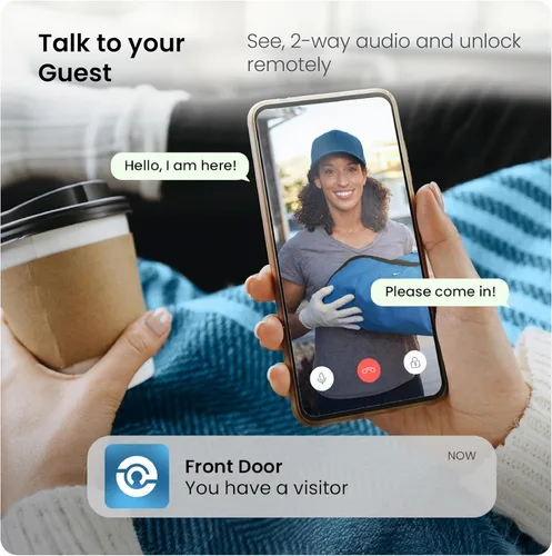 Vista 7 de Lockly Vision Elite - Cerradura inteligente de video con cámara, cerrojo inteligente Wi-Fi para puerta delantera, teclado PIN Genie®, cerradura