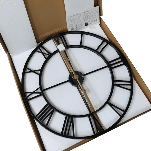 Vista 9 de Reloj de pared grande de metal de 24 pulgadas más grueso, reloj industrial decorativo para el hogar con números romanos grandes, reloj retro de gran