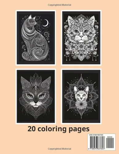 Vista 2 de Tranquil Tails Cats Mandalas Coloring Book for Adults - Stress Relief Through Feline Artistry