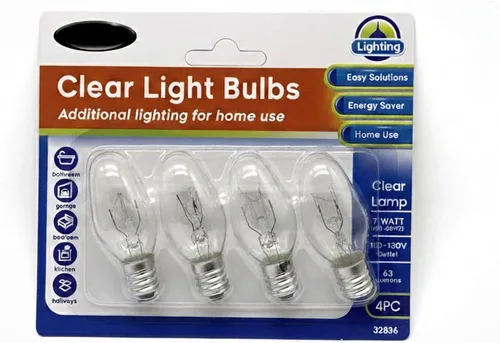 Vista 3 de Bombilla de luz nocturna transparente (10 lúmenes, 5 vatios, 120 voltios) - Paquete de 4
