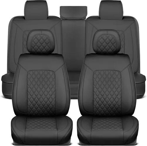 Vista 13 de MotorBox Meridian Series - Fundas de asiento de piel napa, fundas clásicas de asiento delantero, de piel sintética de alta calidad, color beige