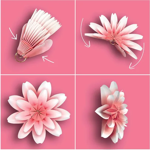 Vista 3 de Teacher Created Resources Flores de papel de flores rosadas prefabricadas para fondos de fotos de fiestas, paredes de aulas, duchas y celebraciones