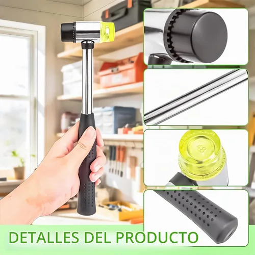 Vista 3 de Martillos pequeños de goma con 25 mm de doble cara de goma y plástico, martillo de goma de dos caras pequeño con mazo de plástico con 4 piezas