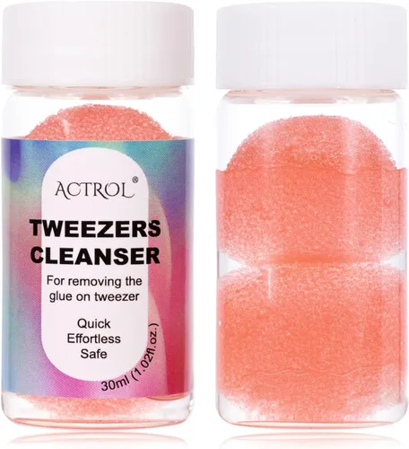 Vista 13 de ACTROL - Pinzas limpiadoras de pestañas azules de 0.8 fl oz con bola de esponja para eliminación de pegamento Blue 25ml Lash Tweezer Cleanser With