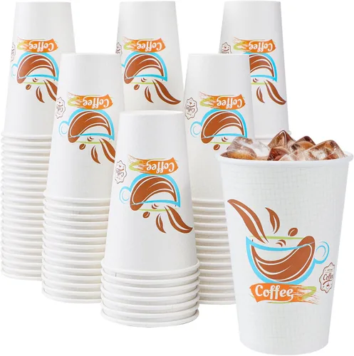 Vista 9 de Lamosi Paquete de 180 tazas de café de 12 onzas, vasos de papel desechables Tazas calientes estampadas con aislamiento grueso a prueba de fugas