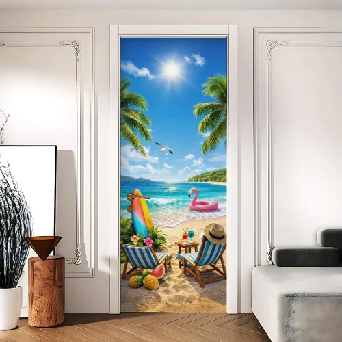 Vista 15 de Enchanted Secret - Mural para puerta de jardín, despegar y pegar, cubiertas decorativas de puerta de arco floral talladas vintage, adhesivo