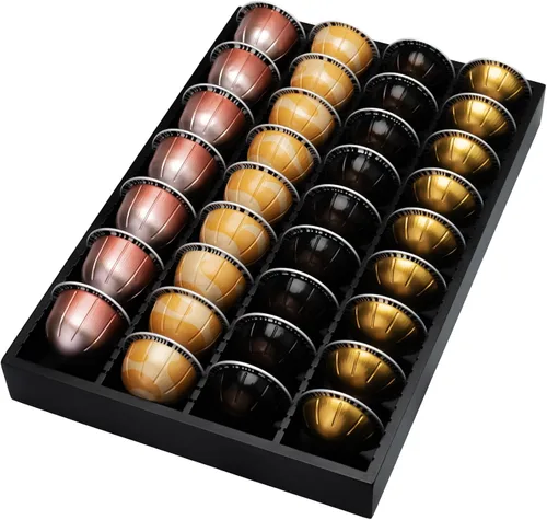 Vista 7 de MinBoo Soporte de Almacenamiento de Cápsulas de Café de Bambú Inserto de Cajón para Mostrador Compatible con Cápsulas Nespresso Vertuo Vertuoline