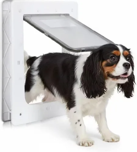 Vista 10 de Puerta para perro para puerta corrediza de vidrio, solapa magnética de plástico para puerta corrediza, inserto para mascotas con cerradura, altura