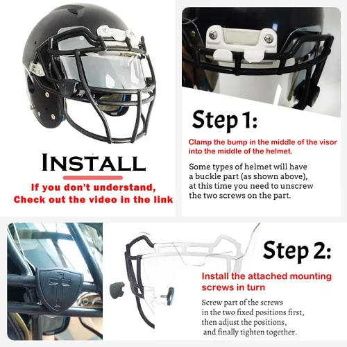 Vista 2 de Visera de fútbol, casco de fútbol para jóvenes y adultos, visera de protección facial para accesorios de casco de fútbol, resistente a los golpes