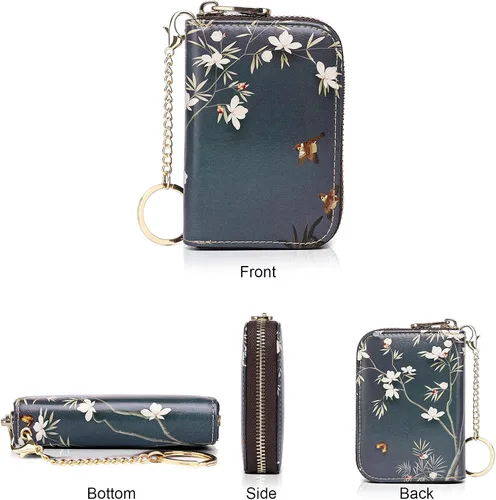 Vista 2 de APHISON - Tarjetero con protección RFID, carteras , funda para tarjetas de cuero con cremallera para mujerniñacaja regalo