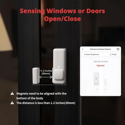 Vista 3 de SwitchBot Sensor de contacto de alarma de puerta – Alarma de ventana inalámbrica de seguridad inteligente para el hogar y sensor de puerta, añade