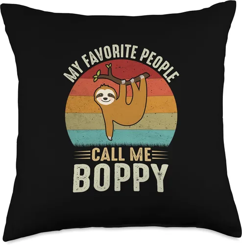 Vista 5 de Retro Sloth Boppy Gifts Outfit My Favorite People Call Me Boppy Cute Perezoso amante del abuelo - Almohada de 16 x 16 pulgadas, multicolor