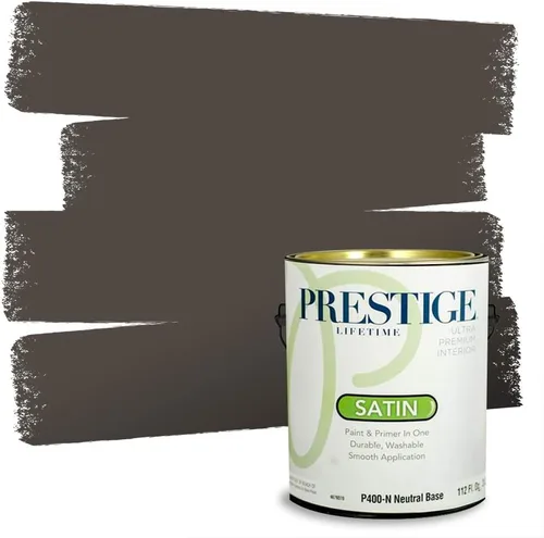 Vista 129 de PRESTIGE Pinturas Pintura Exterior e Imprimación en Uno, 1 Galón, Mate, Combinación Comparable de Sherwin Williams* Black Magic* SW6991-PCM