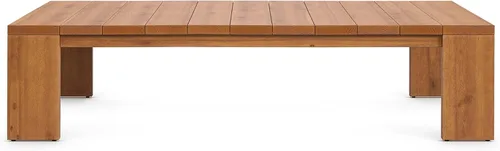 Vista 5 de Modway Tahoe - Mesa de centro rectangular de madera de acacia para exteriores en color natural, ideal como mesa de centro de jardín o mesa de porche