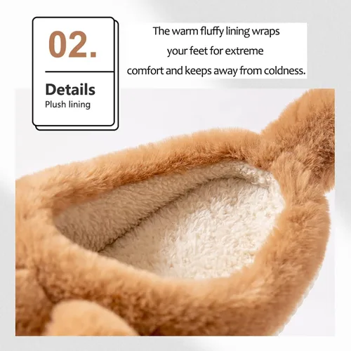 Vista 3 de RAGEFIVE Lindas pantuflas de vaca para mujeres y niñas, pantuflas de algodón de felpa mullida para el hogar, para interiores y exteriores