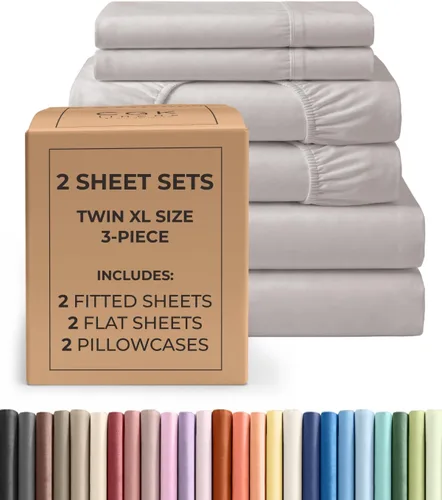 Vista 155 de Pack of 2, Twin Size 3 Piece Sheet Set - Breathable & Cooling - White