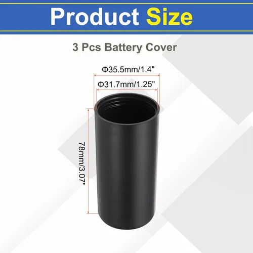 Vista 2 de uxcell Cubierta de batería de 3 uds, tornillo de batería de micrófono, tapa de copa de 1.220 in/1.22 pulgadas, inalámbrico, color negro
